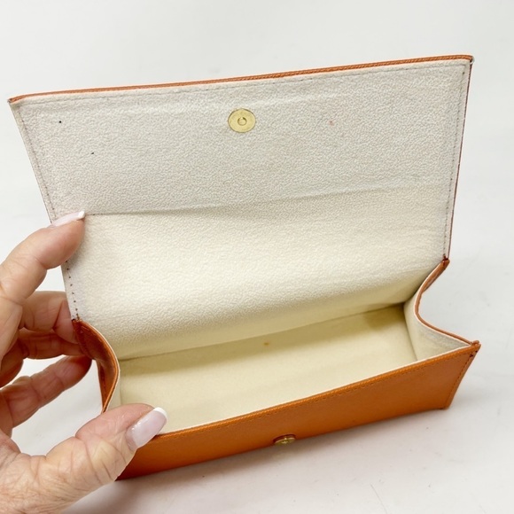 TORY BURCH Orange Genuine Sunglasses Eyeglasses Case Magnetic Close - Picture 4 of 5